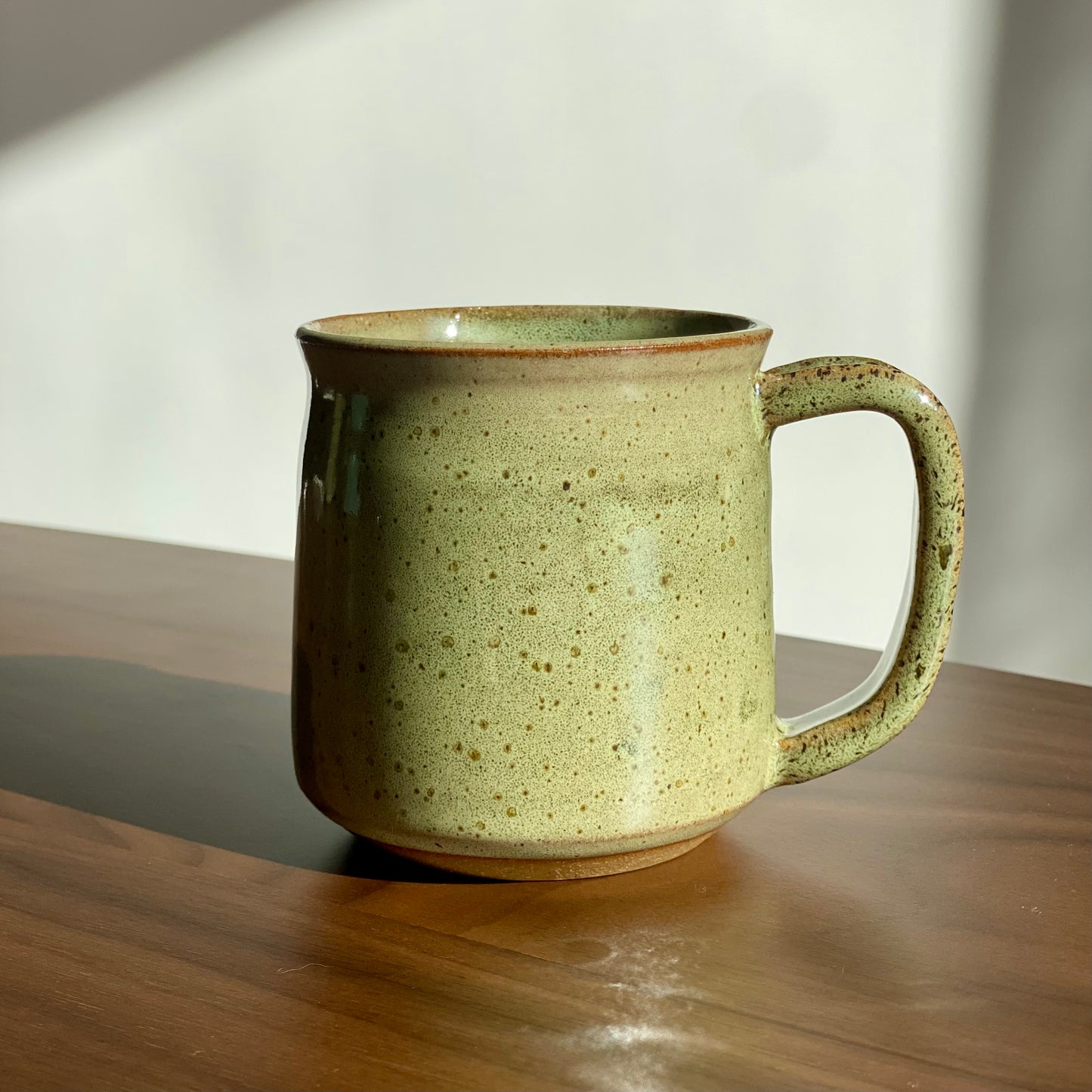 Grandma's Basement Green Petite Mug in Smooth Brown Stoneware