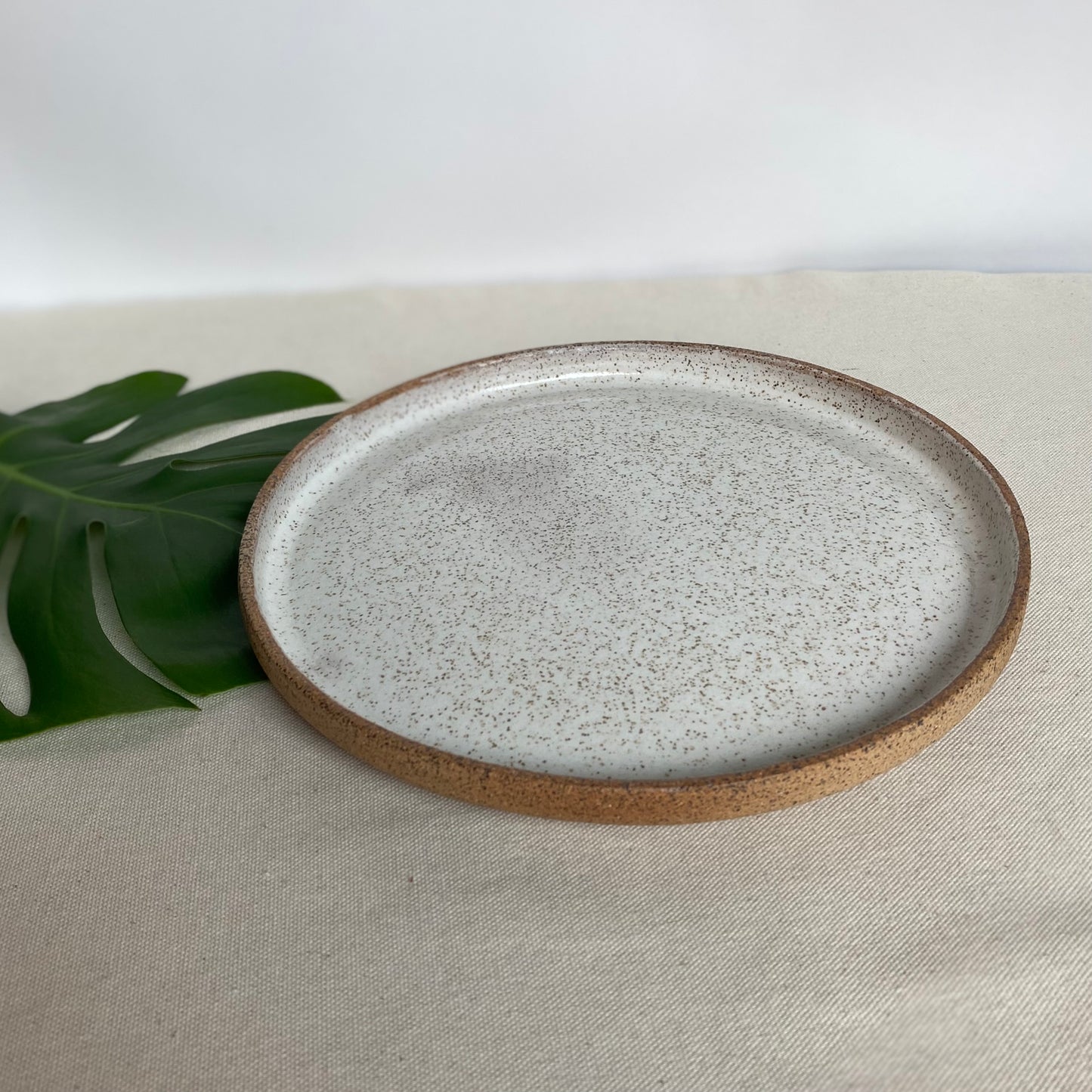 Speckled Plate in Waxy White Glaze