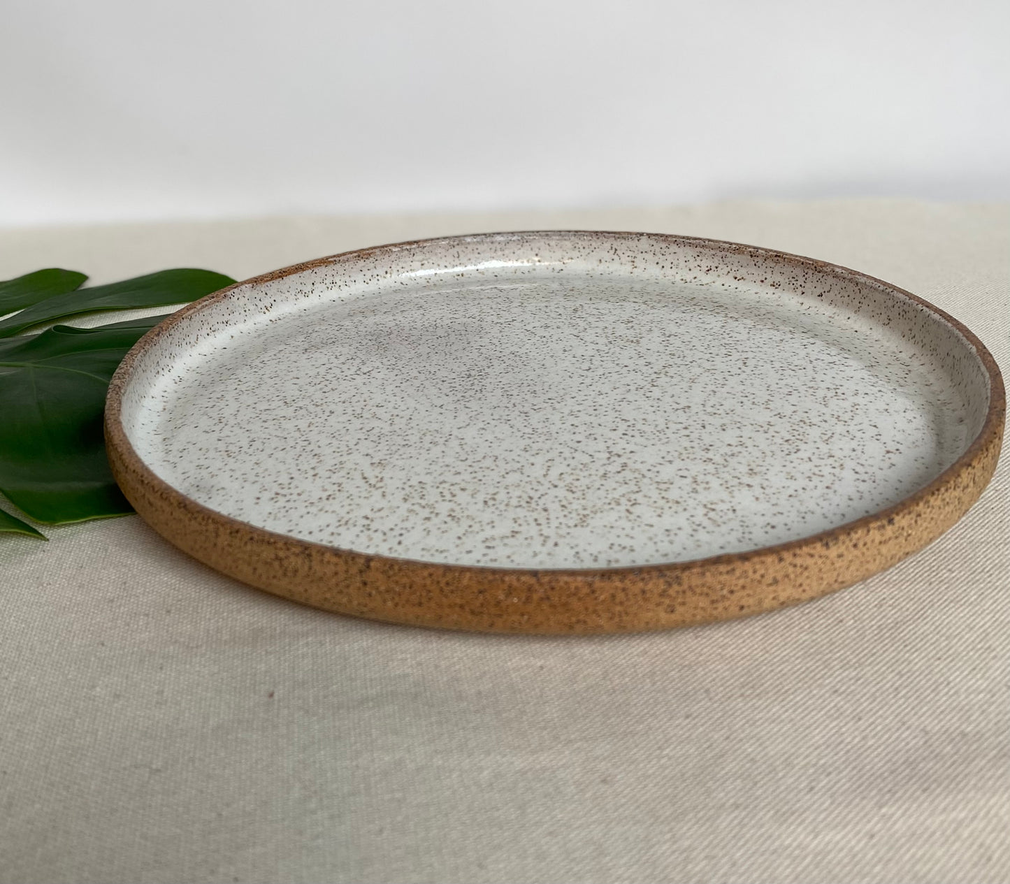 Speckled Plate in Waxy White Glaze